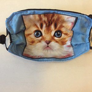 Face mask with blue eyed kitty